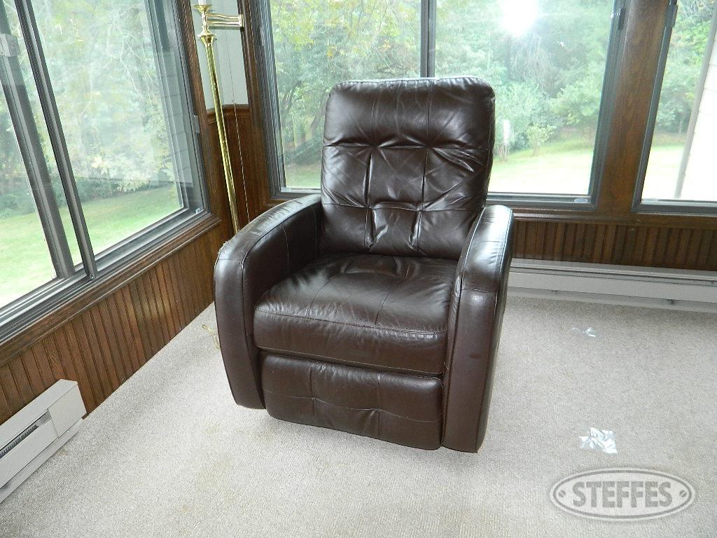 Leather Rocker Recliner and Lamp